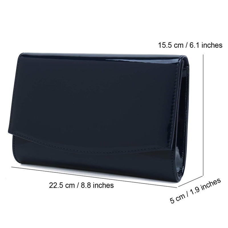 CHARMING TAILOR Patent Leather Flap Clutch for Women Classic Elegant Evening Bag Chic Dress Purse (Navy) - Image 5